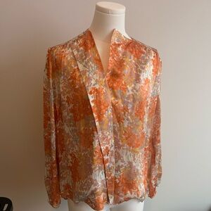 Vince Orange Floral Blouse
